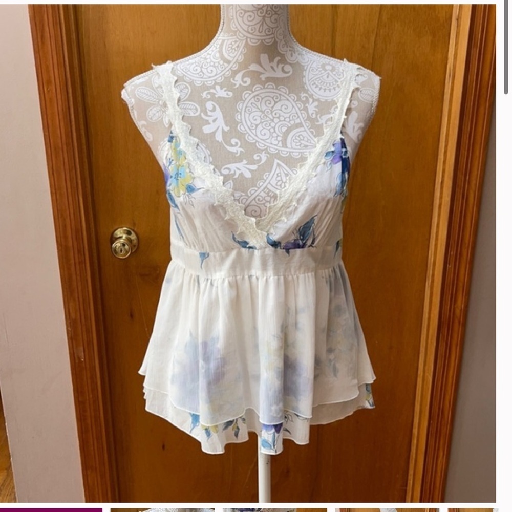 90s y2k Moda International rare Floral Lace Trim dainty babydoll feminine blouse